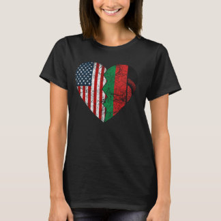 Malawian American Flags Heart Verenigde Staten Mal T-shirt