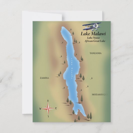 Malawimeer, reiskaart poster afdruk (Voorkant)