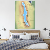 Malawimeer, reiskaart poster afdruk canvas afdruk (Insitu (Slaapkamer))