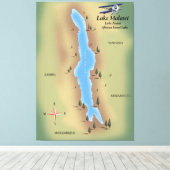 Malawimeer, reiskaart poster afdruk canvas afdruk (Insitu (Houten vloer))