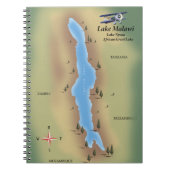 Malawimeer, reisposter kaart afdruk notitieboek (Voorkant)