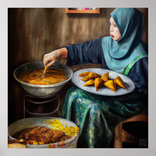 Malay Woman Making Curry Puffs - Canvas Art Print (Voorkant)