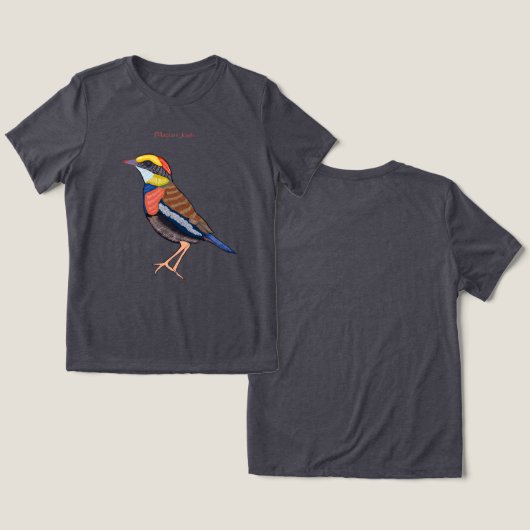 Malayan Banded Pitta Tri-Blend Shirt (Ontwerp Voorkant & Achterkant)