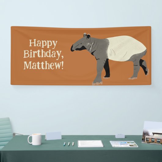 Malayan or Asian Tapir Custom Message Spandoek (Beurs)