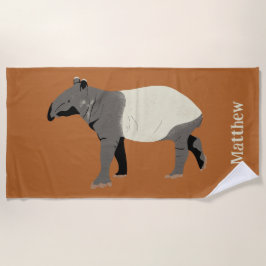 Malayan or Asian Tapir Illustration Personalized Strandlaken