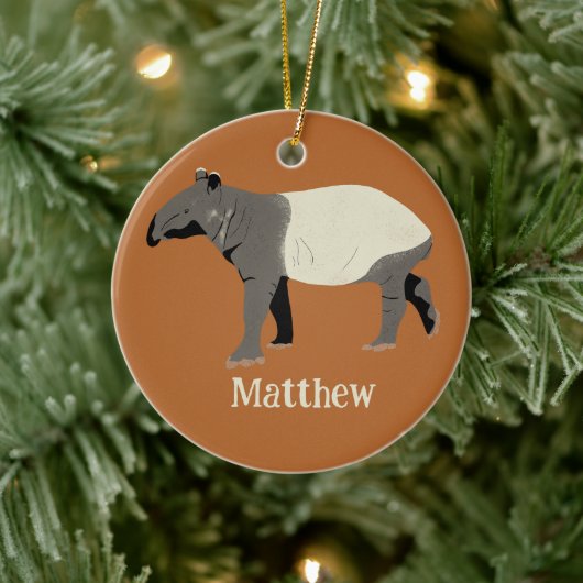 Malayan or Asian Tapir Personalized Dated Keramisch Ornament (Boom)