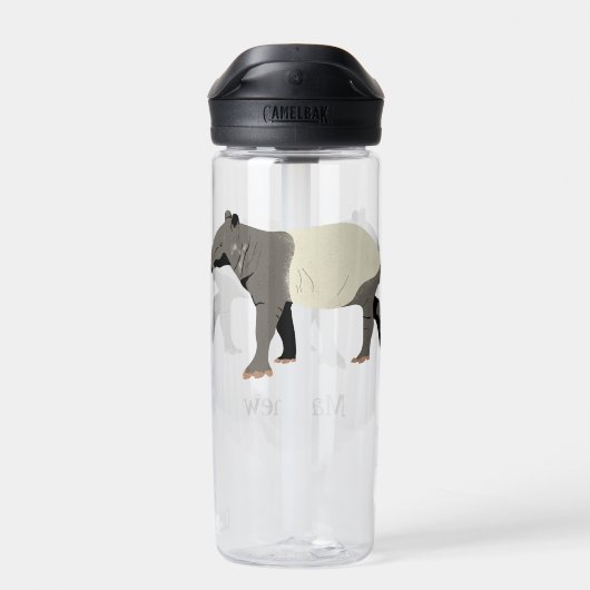 Malayan Tapir Animal Illustration Personalized Waterfles (Achterkant)