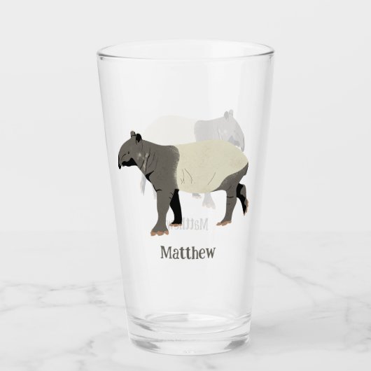 Malayan Tapir Illustrated Personalized Glas (Voorkant)