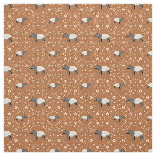 Malayan Tapirs Animal Patterned Cinnamon Orange Stof (Swatch)