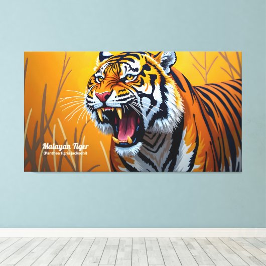 Malayan Tiger, The Soul of the Malaysia Rainforest Canvas Afdruk (Insitu (Houten vloer))