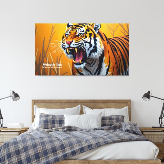 Malayan Tiger, The Soul of the Malaysia Rainforest Canvas Afdruk (Insitu (Slaapkamer))