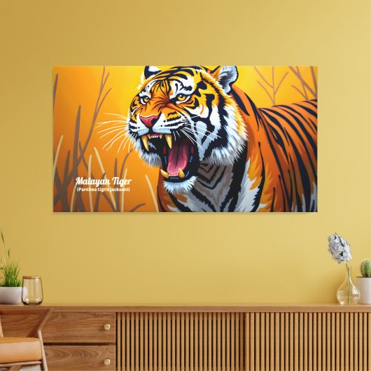 Malayan Tiger, The Soul of the Malaysia Rainforest Canvas Afdruk (Insitu (Woonkamer))