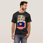 Malaysia Flag Australian Shepherd Dog In Pocket T-shirt (Voorkant volledig)