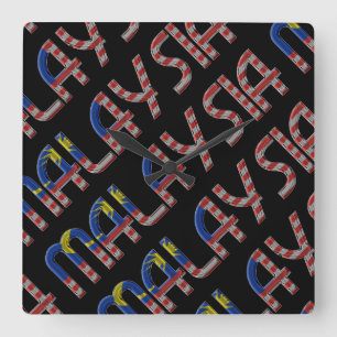 Malaysia Flag Colors Typography Southeast Asia Vierkante Klok