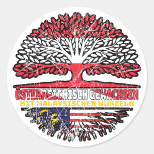Malaysia Malaysisch Österreichisch Österreich Baum Ronde Sticker