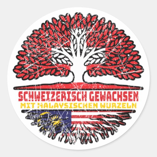 Malaysisch Schweizer Schweiz Baum Wurzel Ronde Sticker (Voorkant)