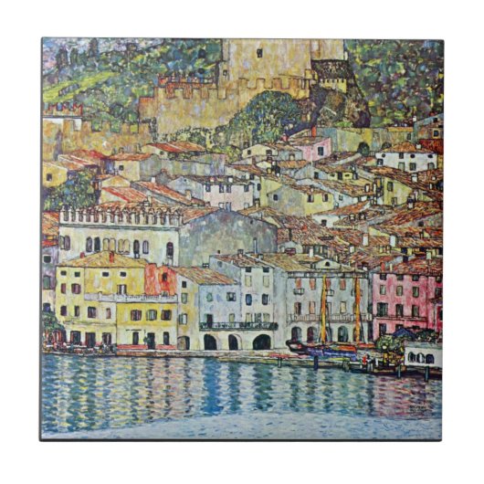 Malcena in de Gardasee door Gustav Klimt Tegeltje (Voorkant)