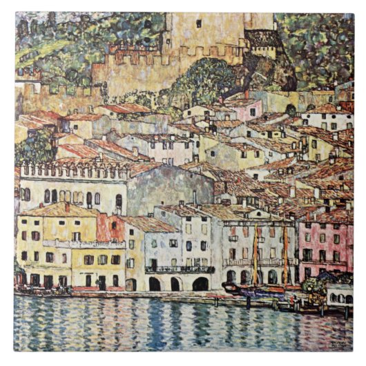 Malcesine aan de Gardameer door Gustav Klimt Tegeltje (Voorkant)