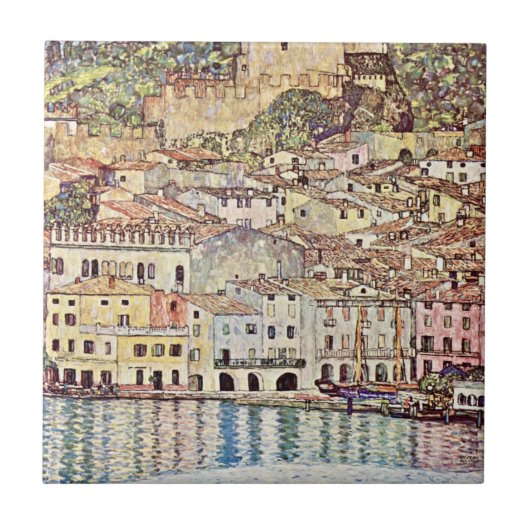 Malcesine bij het Gardameer door Gustav Klimt Tegeltje (Voorkant)