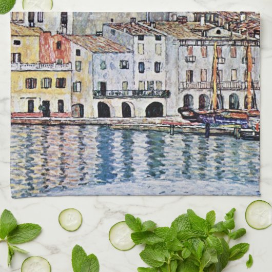 Malcesine bij het Gardameer, Gustav Klimt Theedoek (Gevouwen)