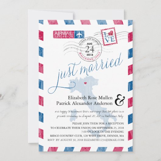 Malcesine Italië Luchtpost Post Bruiloftsreceptie Kaart (Voorkant)