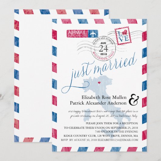 Malcesine Italië Luchtpost Post Bruiloftsreceptie Kaart (Voorkant / Achterkant)