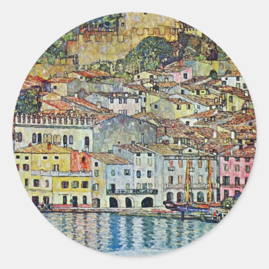Malcesine op het Gardameer door Gustav Klimt Ronde Sticker (Voorkant)