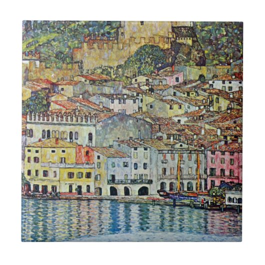 Malcesine op het Gardameer door Gustav Klimt Tegeltje (Voorkant)
