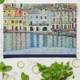 Malcesine op het Gardameer door Gustav Klimt Theedoek