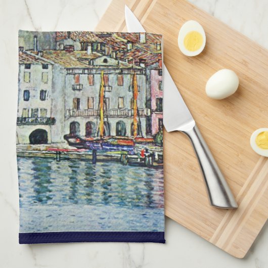 Malcesine op het Gardameer door Gustav Klimt Theedoek (Quarter Fold)