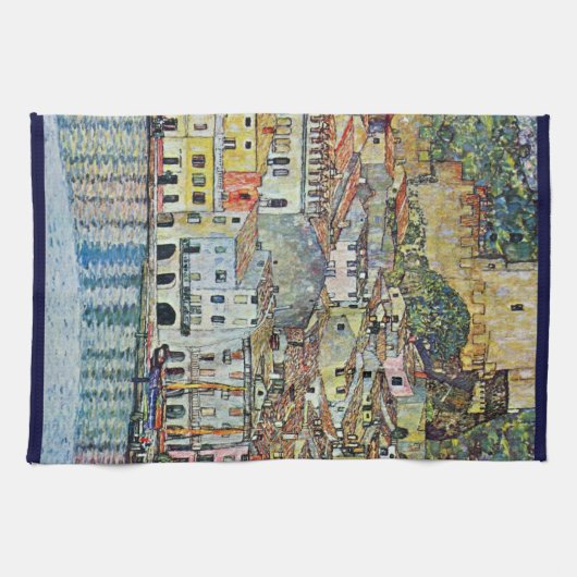 Malcesine op het Gardameer door Gustav Klimt Theedoek (Horizontaal)