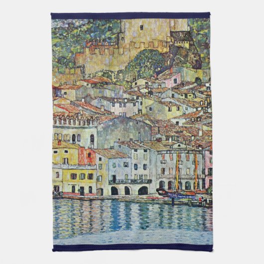 Malcesine op het Gardameer door Gustav Klimt Theedoek (Verticaal)