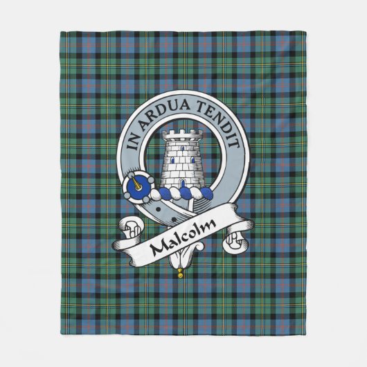 Malcolm Ancient Clan Badge Tartan Pset Fleece Deken (Voorkant)