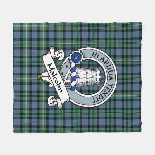 Malcolm Ancient Clan Badge Tartan Pset Fleece Deken (Voorkant (Horizontaal))