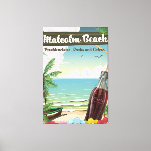 Malcolm Beach, Providenciales, Turks en Caicos Canvas Afdruk (Voorkant)