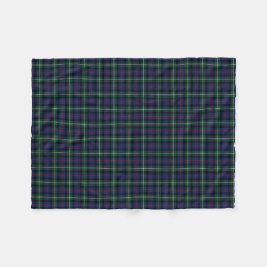 Malcolm Clan Donkerblauw en Bos Groene Tartan Fleece Deken (Voorkant (Horizontaal))