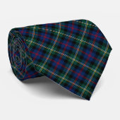 Malcolm Clan Tartan Dark Blue en Green Pset Stropdas (Opgerold)