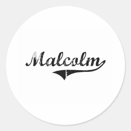 Malcolm Classic Stijlnaam Ronde Sticker (Voorkant)
