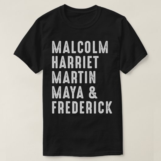 Malcolm Harriet Martin Maya Frederick Black Leader T-shirt (Design voorkant)