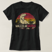 Malcolm Saurus Funny Personalized Dinosaur T Rex N T-shirt (Design voorkant)