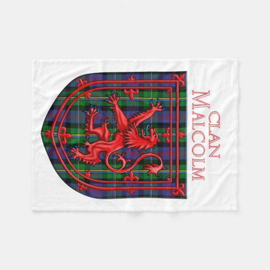Malcolm Tartan Scottish Plaid Lion Rampant Fleece Deken (Voorkant (Horizontaal))