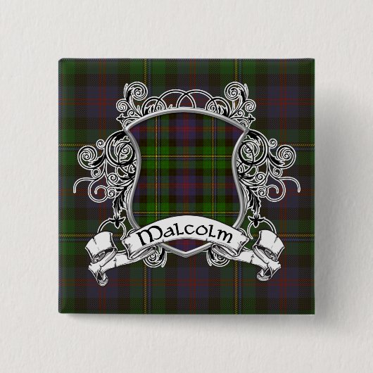 Malcolm Tartan Shield Vierkante Button 5,1 Cm (Voorkant)