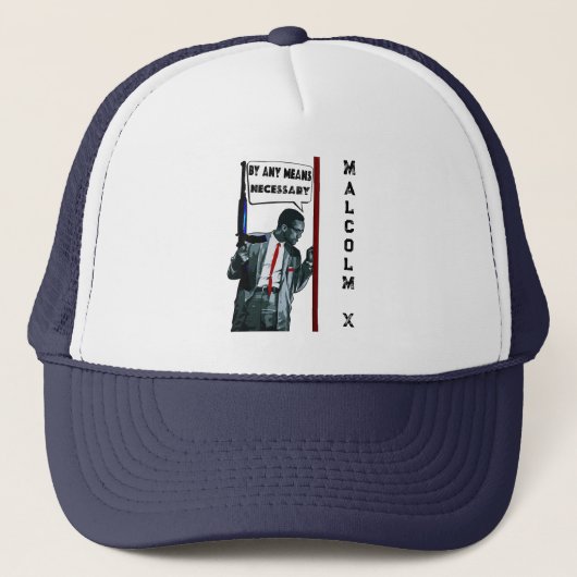 Malcolm X - By Any Means Necessary T-Shirt Trucker Pet (Voorkant)