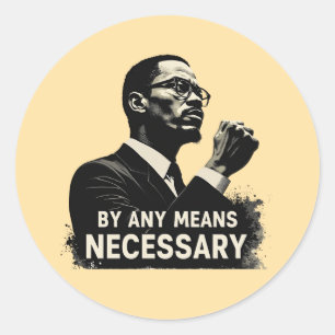 Malcolm X Tribute Silhouette - Inspirerend quote Ronde Sticker