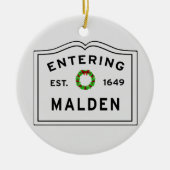 Malden, MA Holiday Wreater Ceramic Ornament (Voorkant)