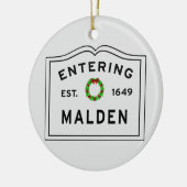 Malden, MA Holiday Wreater Ceramic Ornament (Links)