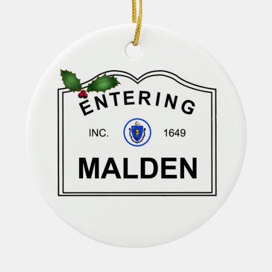 Malden MA Keramisch Ornament (Voorkant)