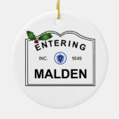 Malden MA Keramisch Ornament (Achterkant)