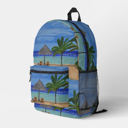 Maldiven backpack bedrukte rugzak (Achterkant Hoek Rechts)