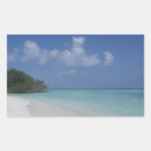 Maldiven Blue Sky Zee Sand Clouds Custom Sjabloon Rechthoekige Sticker